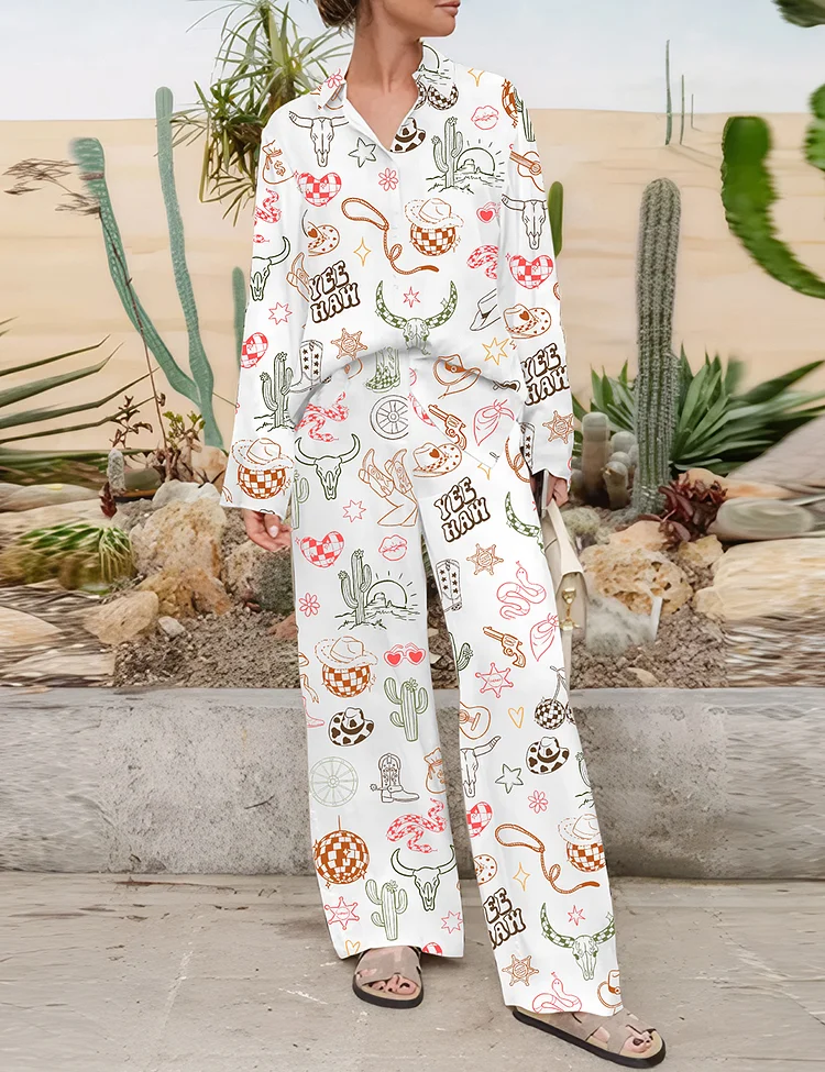 Women's Cowgirl Western Long Sleeve Leisure Set