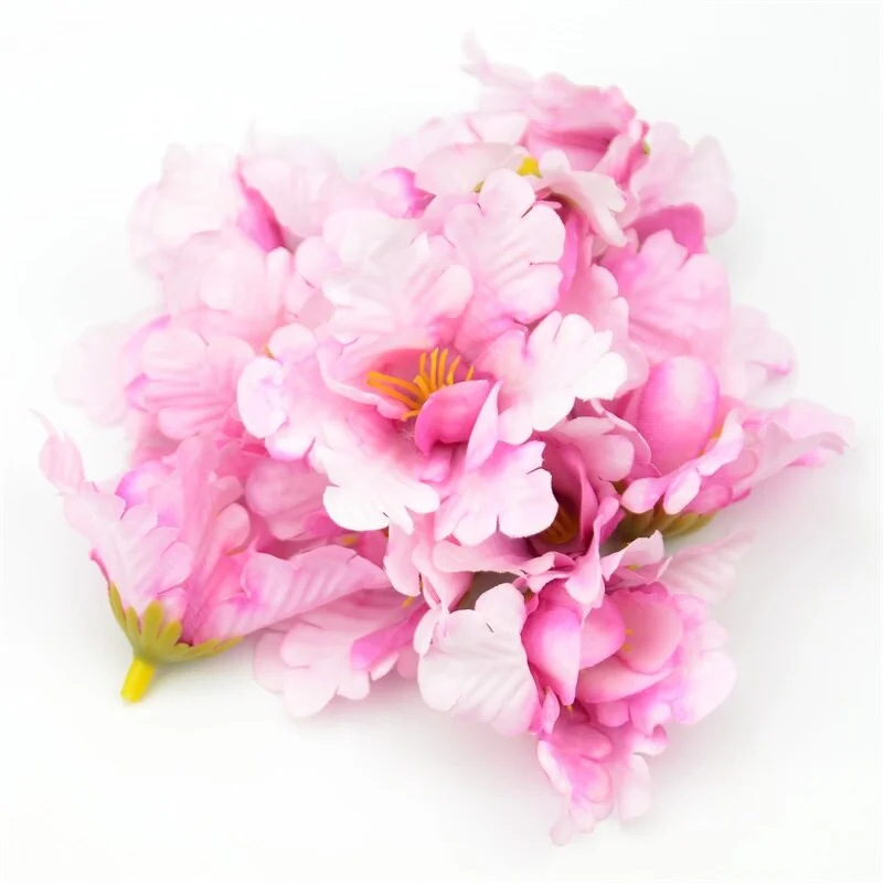 10pcs 5cm Mini Silk Gradient Orchid Artificial Flower Head For Wedding Decoration DIY Wreath Accessories Craft Fake Flowers