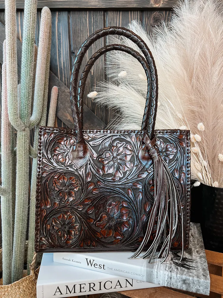 Marcos Tooled Tote - Cafe Viejo