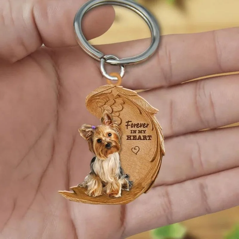 VigorDaily Yorkshire Terrier Forever In My Heart Acrylic Keychain FK066