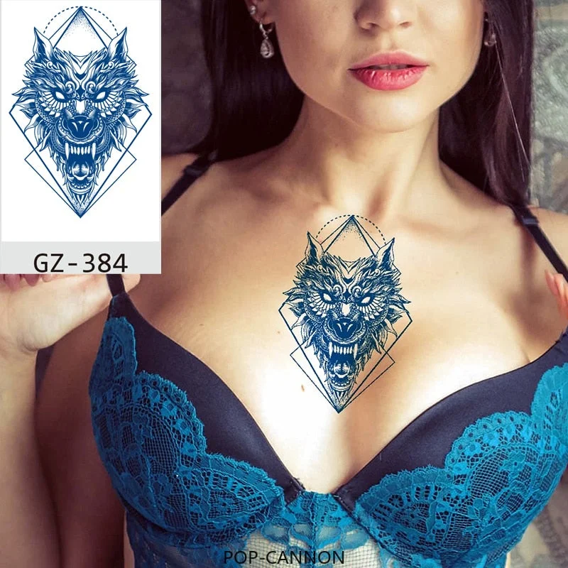 Temporary Tattoos Stickers Dragon Lion Monkey King Juice Ink Lasting Natural Men Womens Arm Body Chest Realistic Art Fake Tatoo