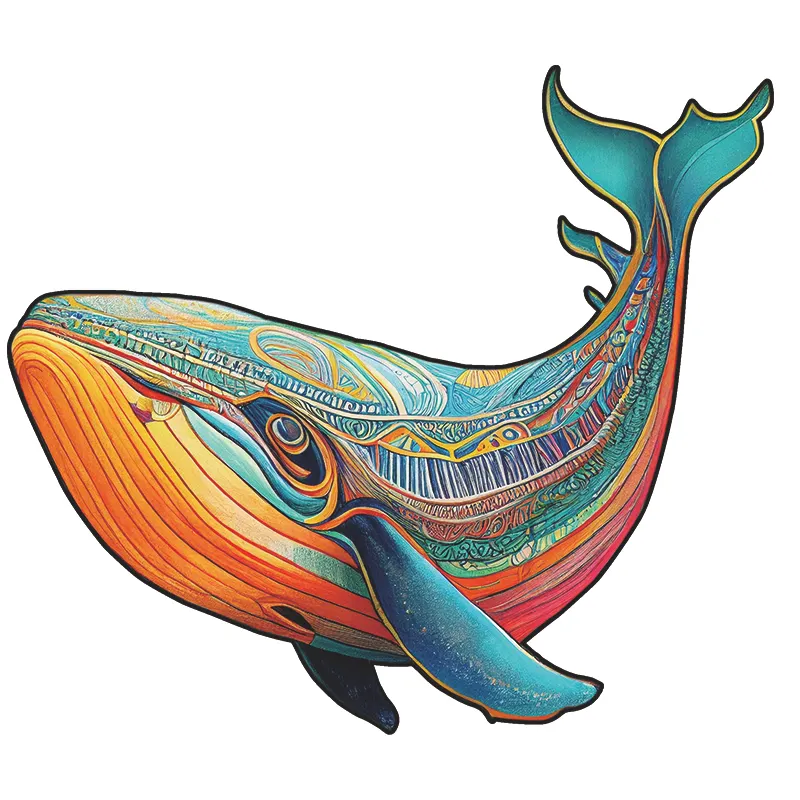 Whale Wooden Puzzle for Adults - Ocean Animal Unique Shaped Wood Cut ...