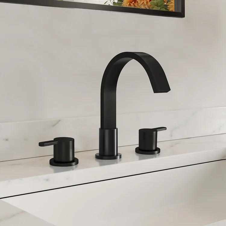 SFS-1115-BK The EVERSTEIN stainless steel waterfall basin double-handwheel faucet Matte Black