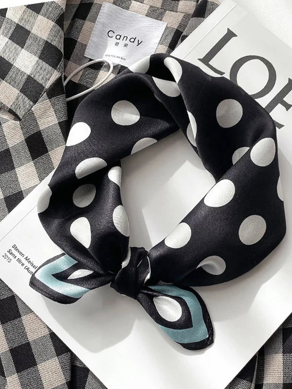 Simple Wave Dot Mulberry Silk Scarf - yankia