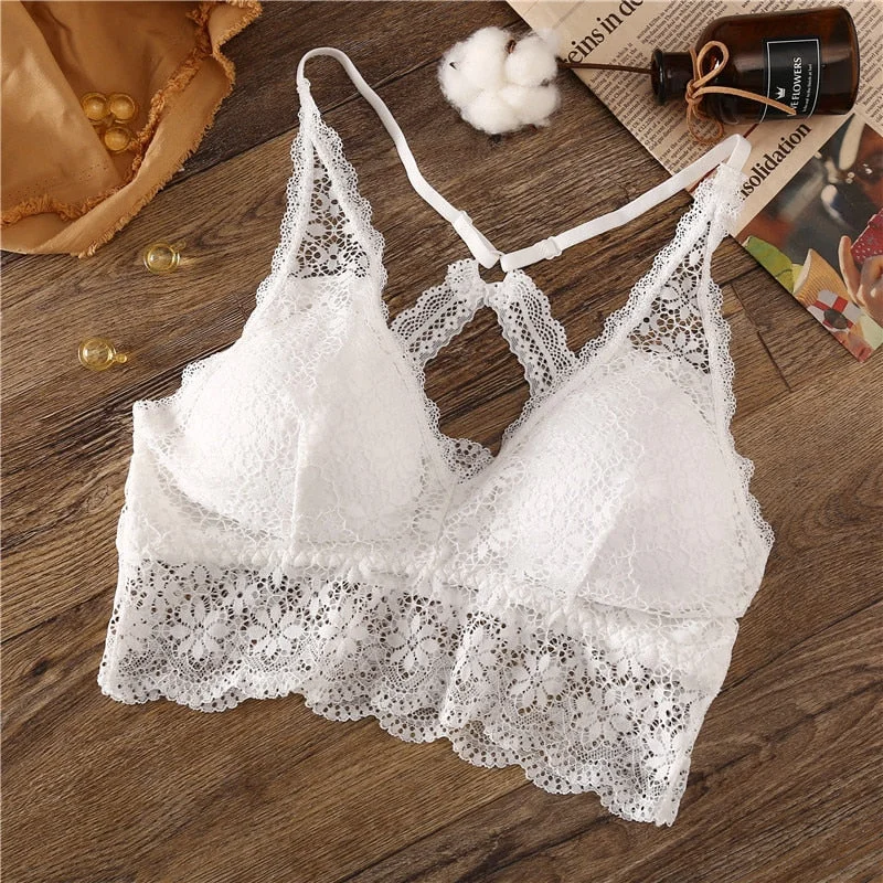 Sexy Lace Women Tops Fashion Floral Flower Tank Crop Top Streetwear Camisole Woman Underwear Female Lounge Bralette Lingerie