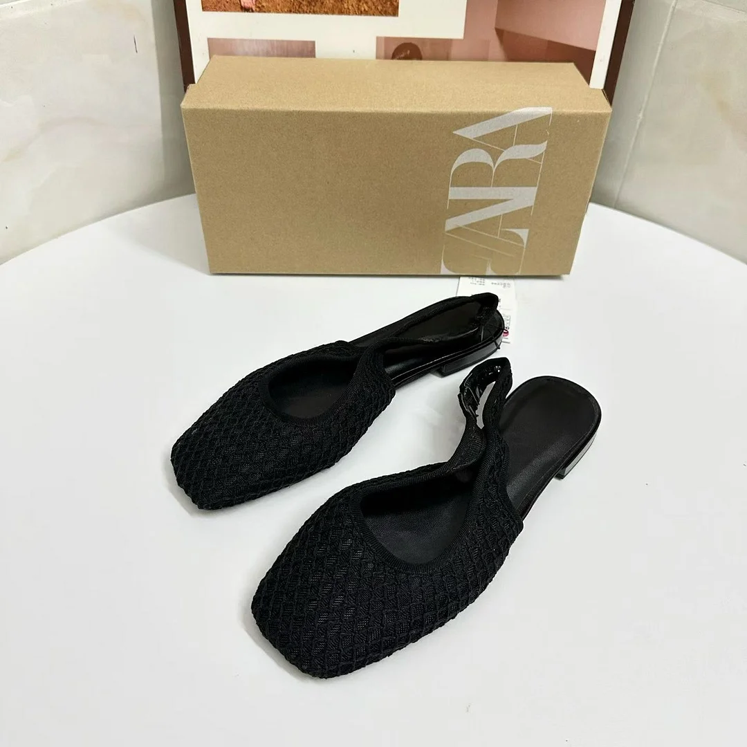 Breakj Breakj Home 2025 Small Korean Version Of Hand-Woven Fishing Net Bag Head Sandals Women's Summer Flat Bottom Behind The Stumbling Cold Slippers