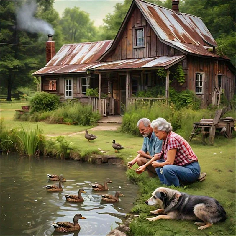 Diamond Painting - Full Round Drill - Old Couple(Canvas|40*40cm)
