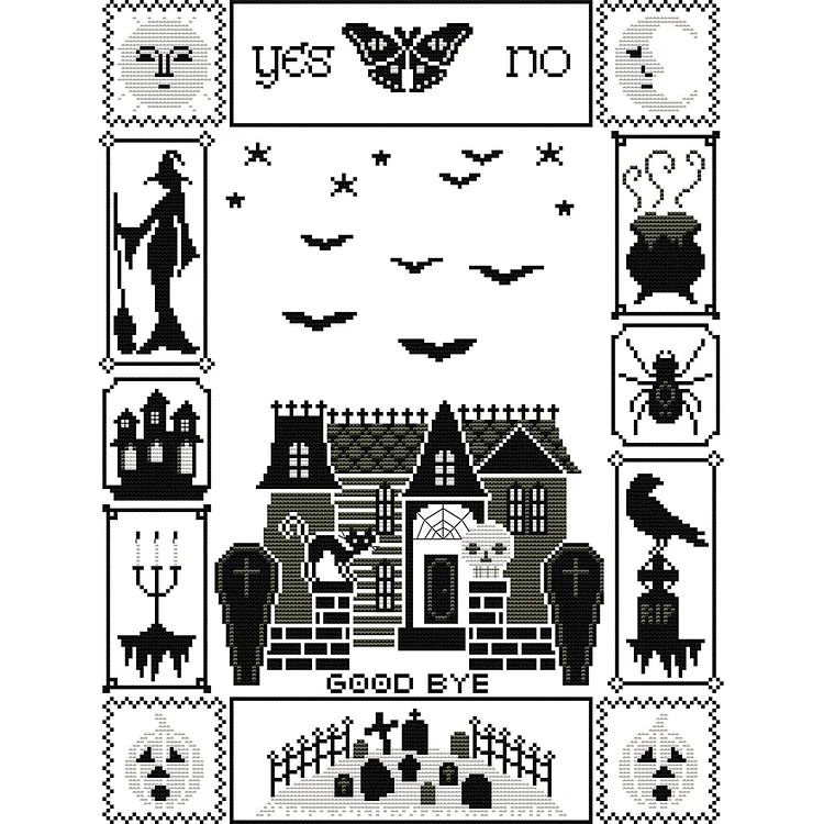 Halloween Wizard House - Printed Cross Stitch 14CT 38*47CM