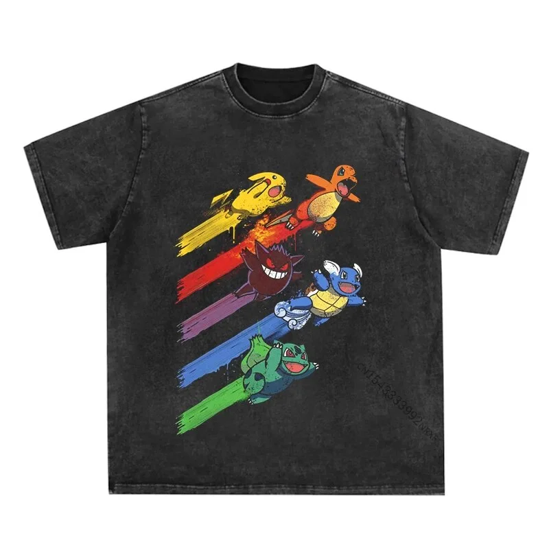 Pokémon Rainbow Anime Oversize Washed T-Shirt