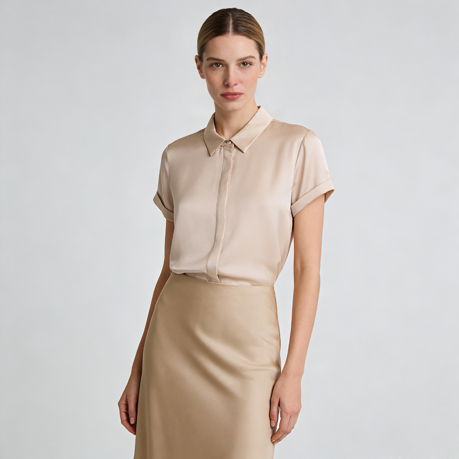 Silk Shirt Polo Hidden Placket REAL SILK LIFE