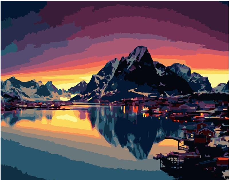 

Sunset on Mountain Lake – Paint By Numbers - 40*50CM, 501 Original