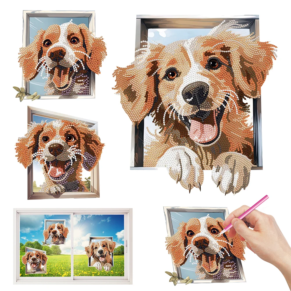 DIY Puppy Diamond Painting Sticker Diamond Art Craft Mosaic Sticker for Kid Gift
