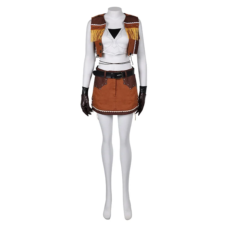 Final Fantasy Tifa Brown Cowboy Set Cosplay Costume Outfits Halloween Carnival Suit