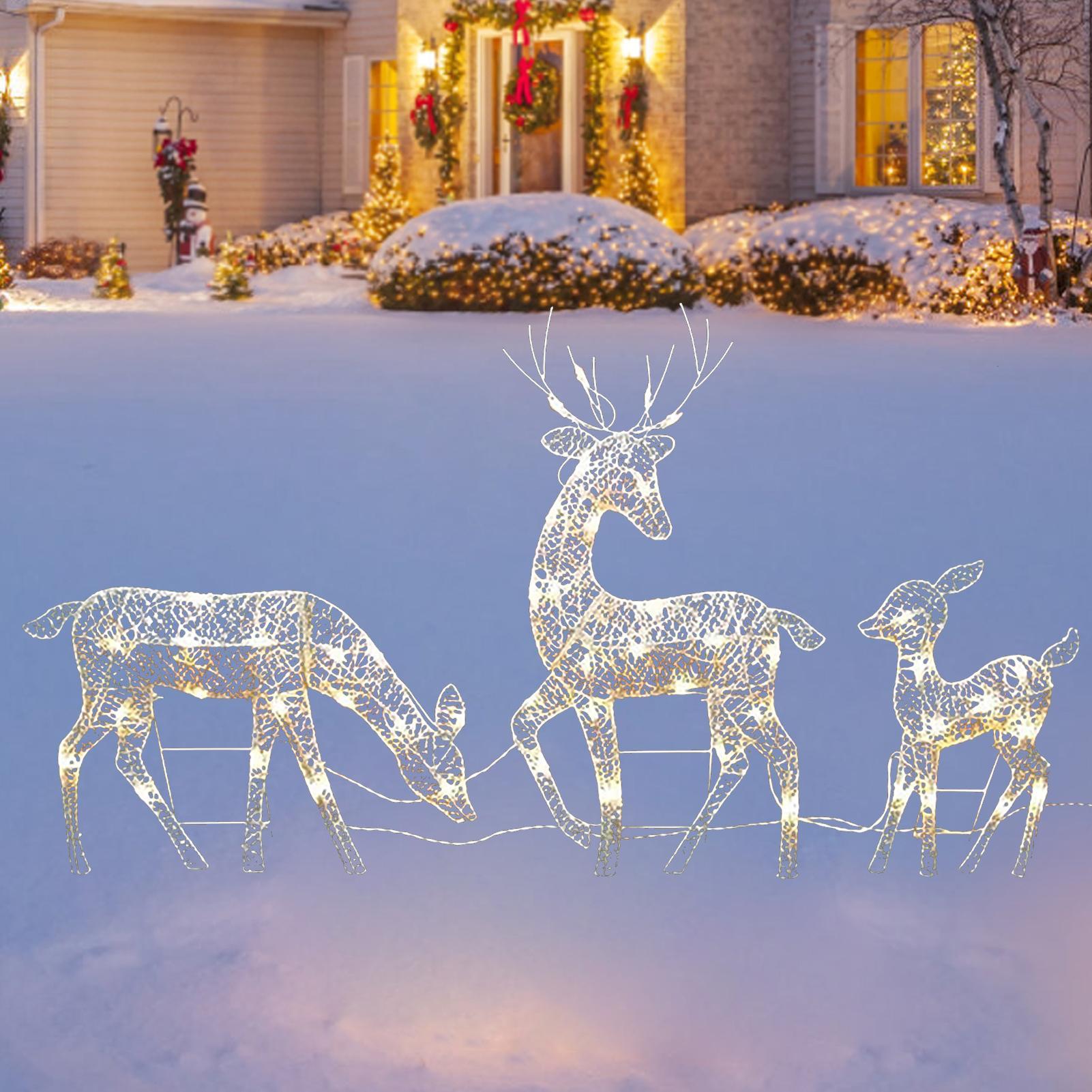 Tegooe Lighted Mesh Reindeer Christmas Yard Decor - Weatherproof LED Outdoor Display