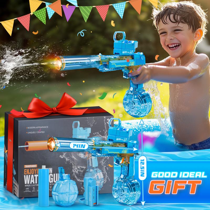Electric Water Blaster with LED Lights, WaterShooter Powerful Squirt Water Pistol forKids/Aldults, Long Range Shoot Reach 26-35ftHigh Powered IP67 Waterproof for Summer,Outdoor,Party,Birthday Gift,Swimming Pools