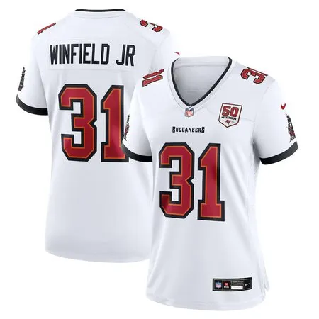 Women's Tampa Bay Buccaneers #31 Antoine Winfield Jr.  White 50th Season Patch Game Jersey