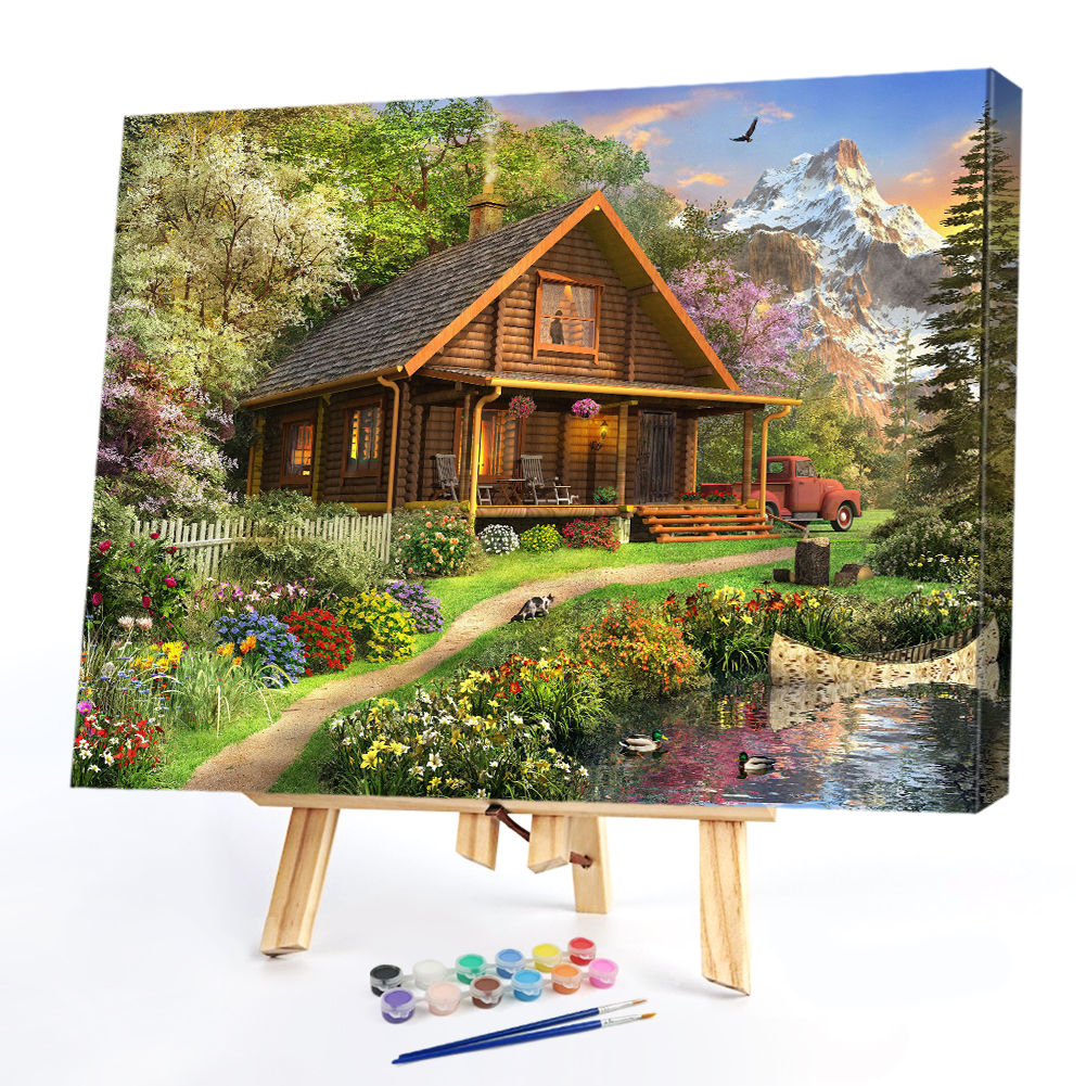

50*40CM - Paint By Numbers - Lodge in Forest, 501 Original