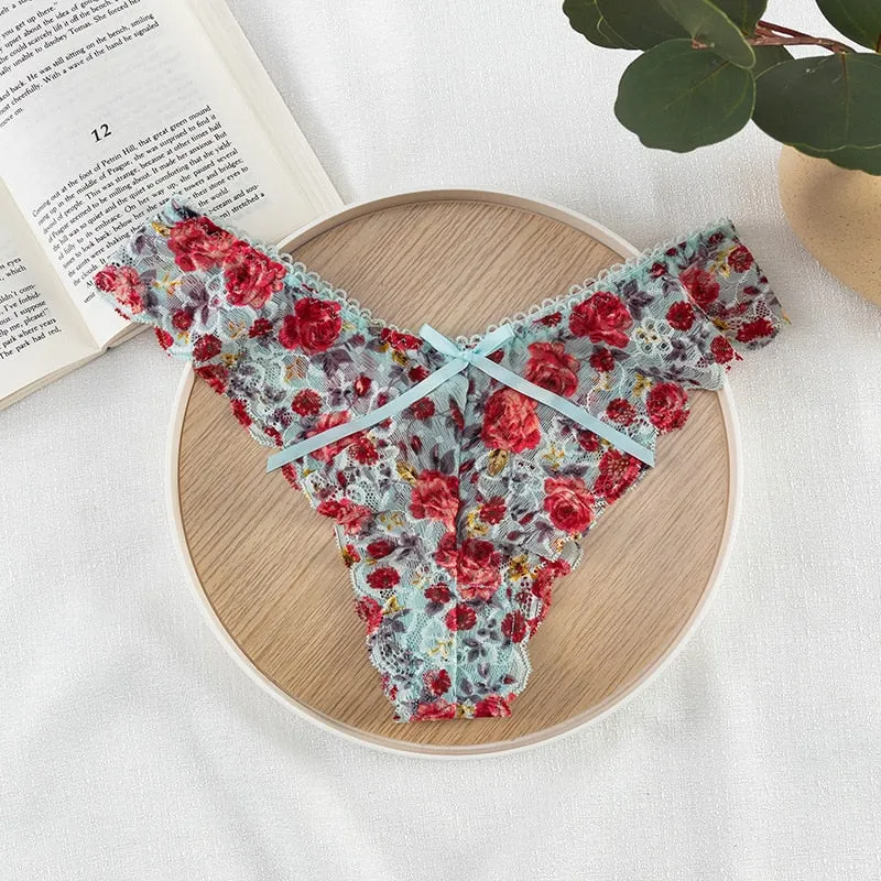 French Style Sexy Thong Fashion Hollow Out Ribbon T Back Sexy Lace 