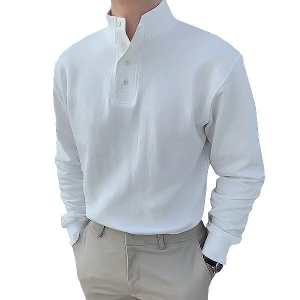 Gentleman's Simple Basic Langarm-Poloshirt mit Stehkragen🔥Kaufen Sie 2 und erhalten Sie 10 % Rabatt auf den Extra- und kostenlosen Versand🔥