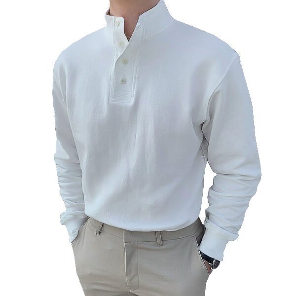 Gentleman's Simple Basic Stand-up Collar Long-sleeved Polo Shirt🔥Buy 2 Get 10% OFF Extra & Free Shipping🔥