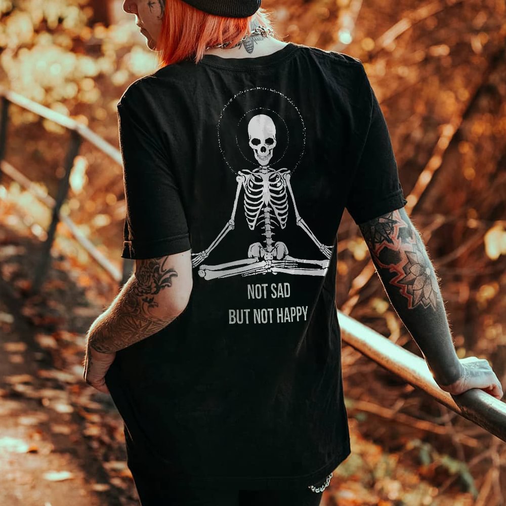 Not sad but not happy printed designer T-shirt - Krazyskull