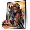 >SALE<5D DIY Full Round Drill Diamond Painting Zebra & Girl Decor Art Craft 30x40cm