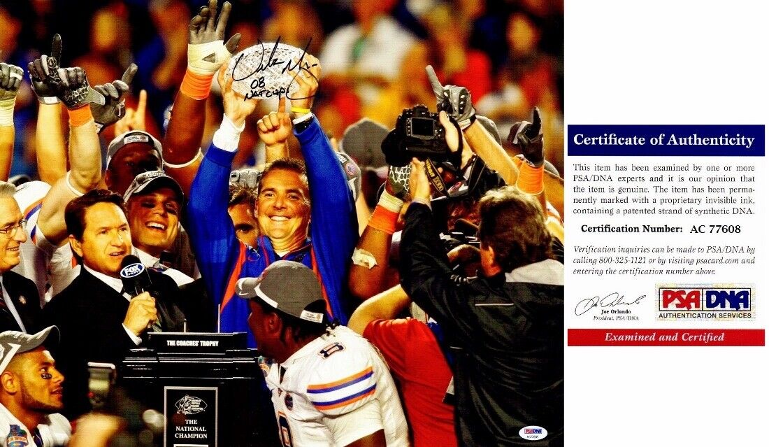 Urban Meyer Signed Autographed Florida Gators 2008 UF 16x20 inch Photo Poster painting + PSA/DNA