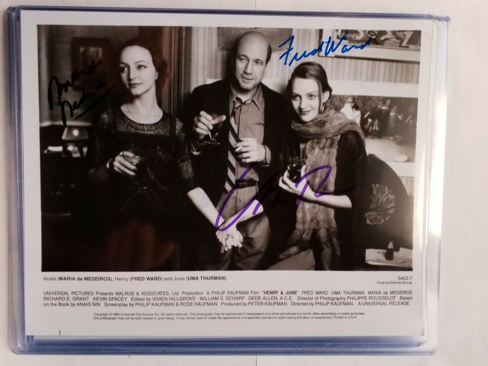 UMA THURMAN Fred Ward MARIA MEDEIROS Signed Authentic AUTOGRAPH 8 x 10 Photo Poster painting