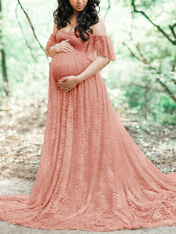 Maternity Lace Trailing Maxi Dress