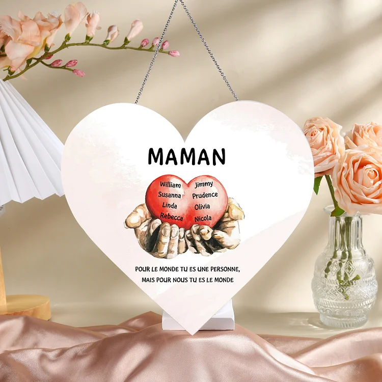 À Maman/Mamie - Veilleuse Cœur Décoration Mains et Cœur 8 Prénoms Personnalisés avec 2 Textes Jessemade FR