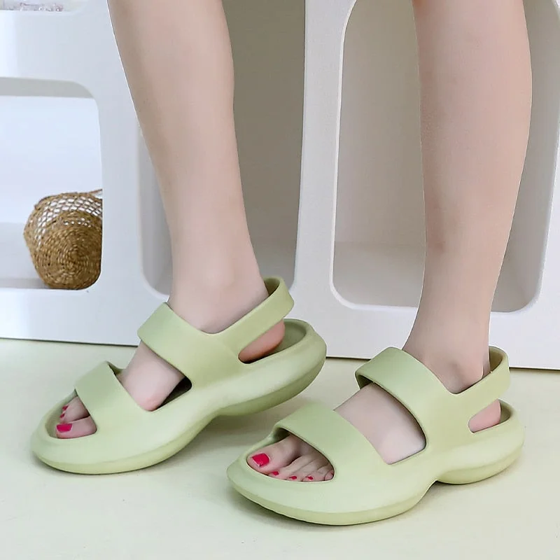 Summer Women Flip Flops Slippers Solid Thick EVA Platform Non-Slip Heel Sandals Home Outdoor Beach Couples Men's Ladies Shoes