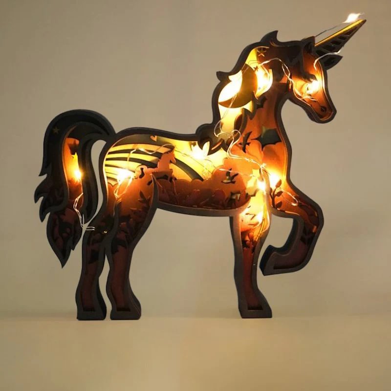 WoodyOrnament Unicorn Carving Handcraft Gift