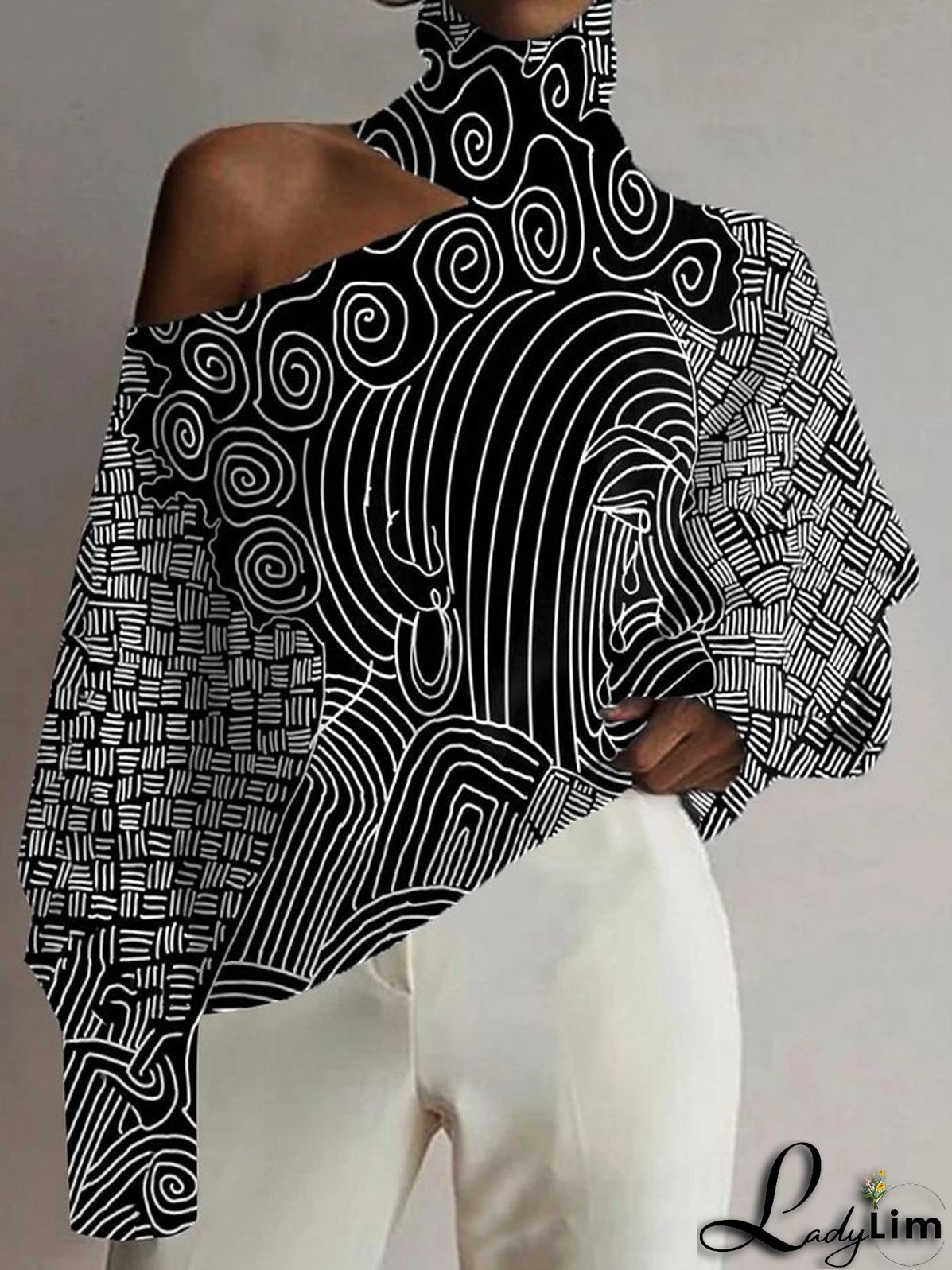 Unique Long Sleeve Printed Top