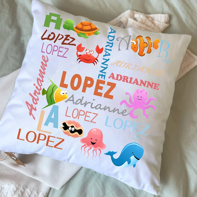 BlanketCute-Personalized Lovely Bedroom Animals Cushion with Your Kid's Name | 01