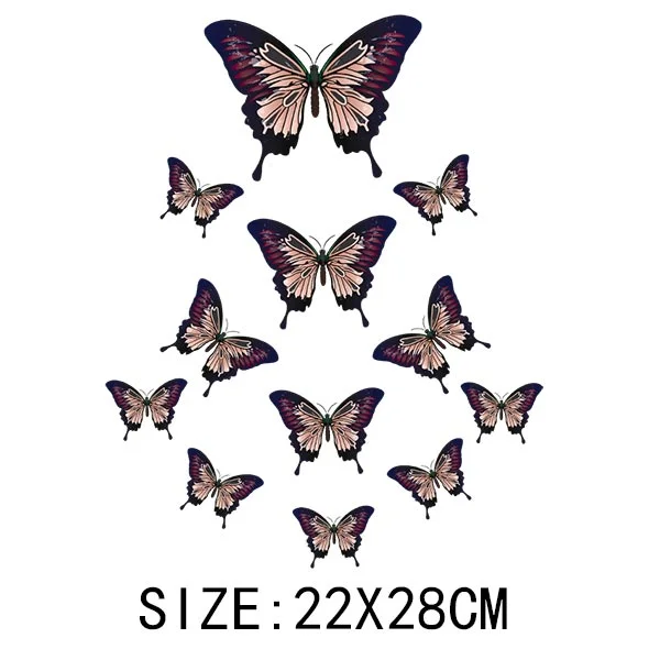 Beautiful Butterfly Thermal Sticker On T-shirt DIY Washable Iron On Hoodies Funny Design On Clothes Patches Appliqued Decoration