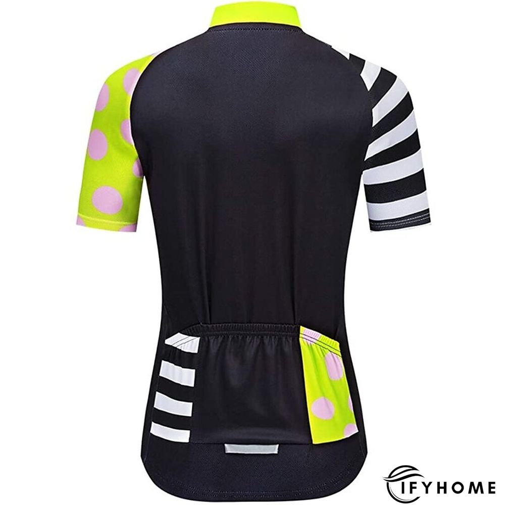 WOSAWE Women's Cycling Jersey Short Sleeve Bike Jersey Top with 3 Rear Pockets Mountain Bike MTB Road Bike Cycling Windproof Breathable Quick Dry Reflective Strips Black Green Red Patchwork Dot Sports | IFYHOME