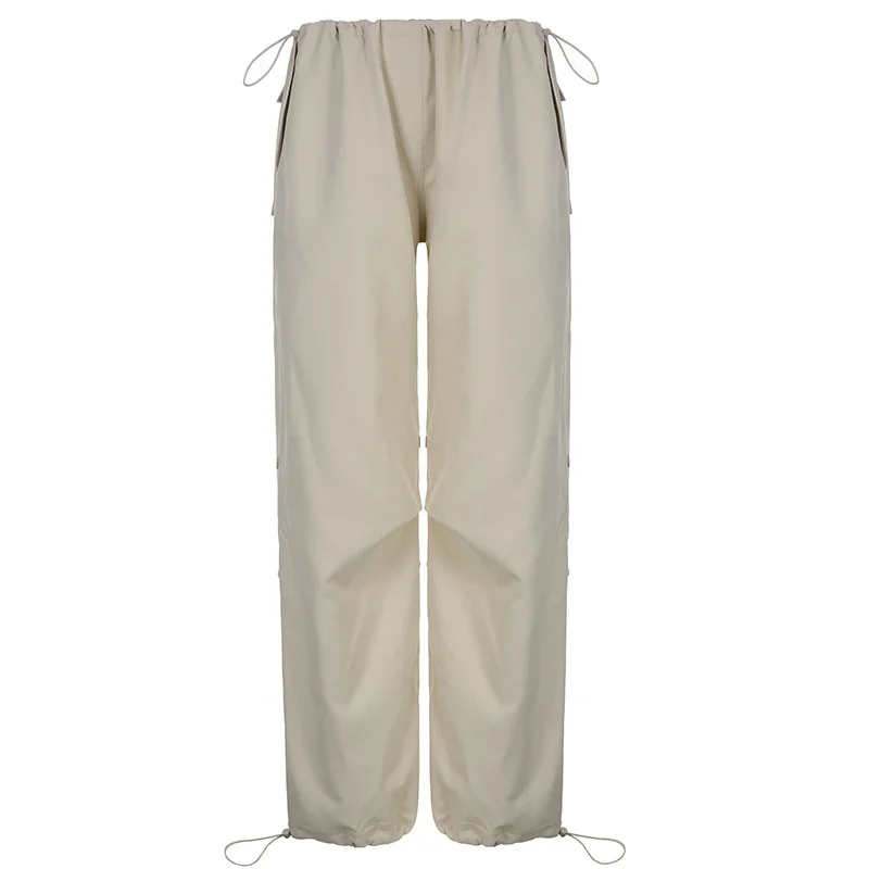 Ueong Summer New Style Spice Girls Fashion Street Retro Leisure Low-Waisted Loose Woven Trousers