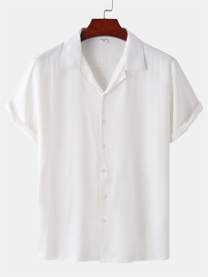 Spring and Summer New Solid-color Men's Shirt Slim Type Lapel V-neck Shirt Casual Street Tide Short-sleeved Men's Shirts