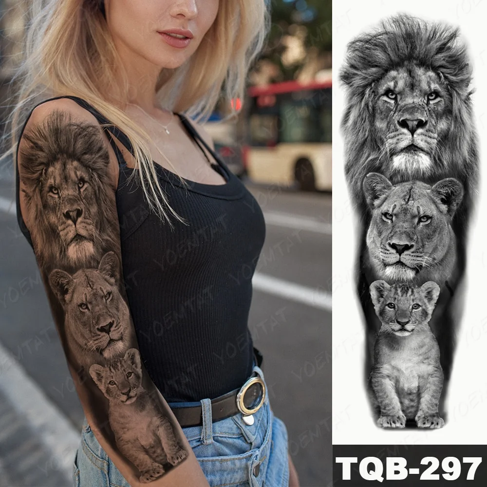 Sdrawing Arm Waterproof Traditional Temporary Tattoo Stickers Women Men Black Line Flowers Koi Crane Thigh Body Art Fake Tattoos
