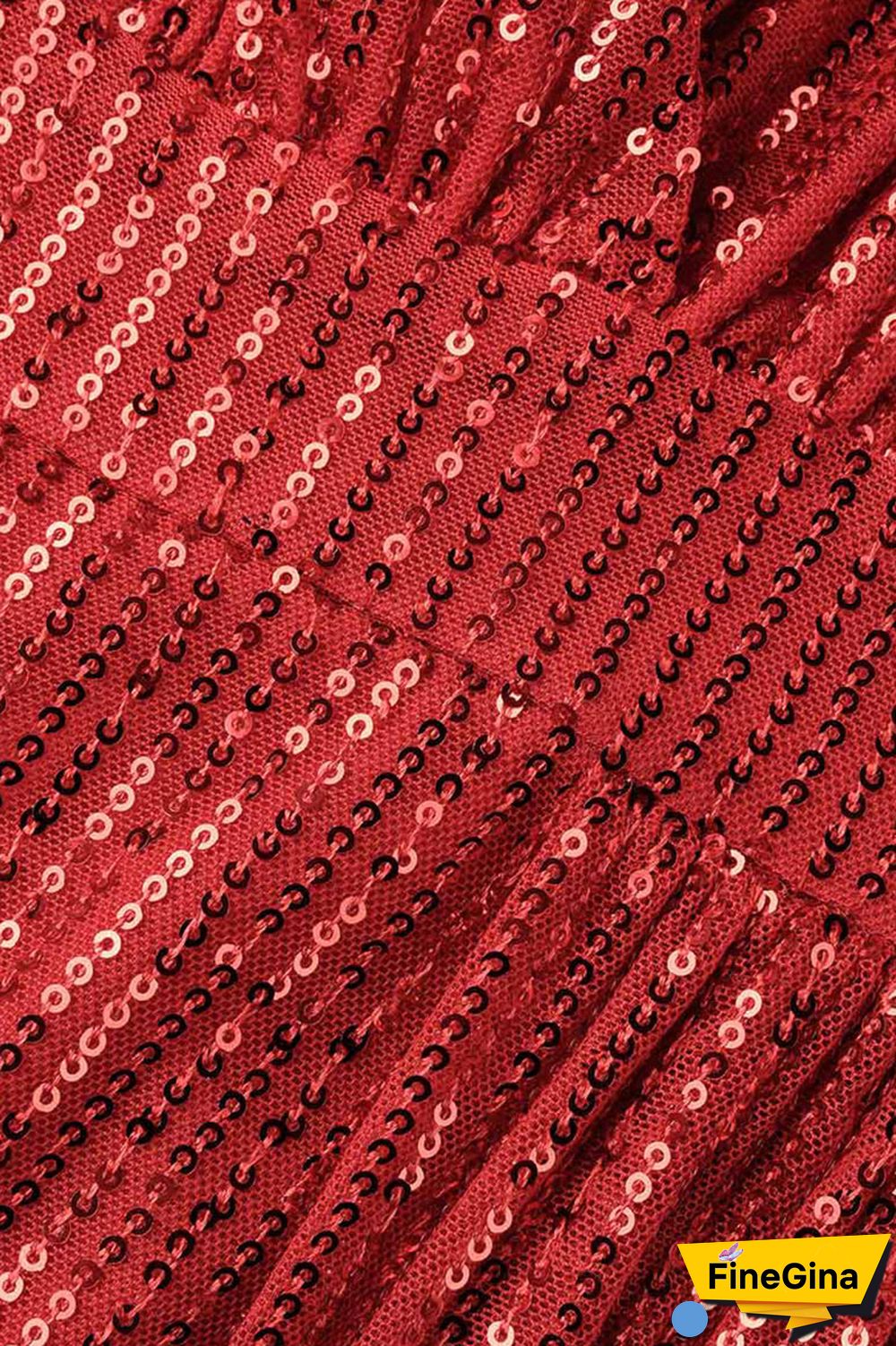 Burgundy Sexy Solid Sequins Patchwork Asymmetrical V Neck One Step Skirt Dresses