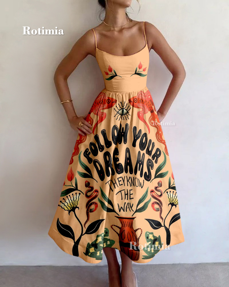 Fashion Printed Sling Dress
