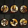 Lumi&egrave;re LED creuse ronde en bois d'Halloween