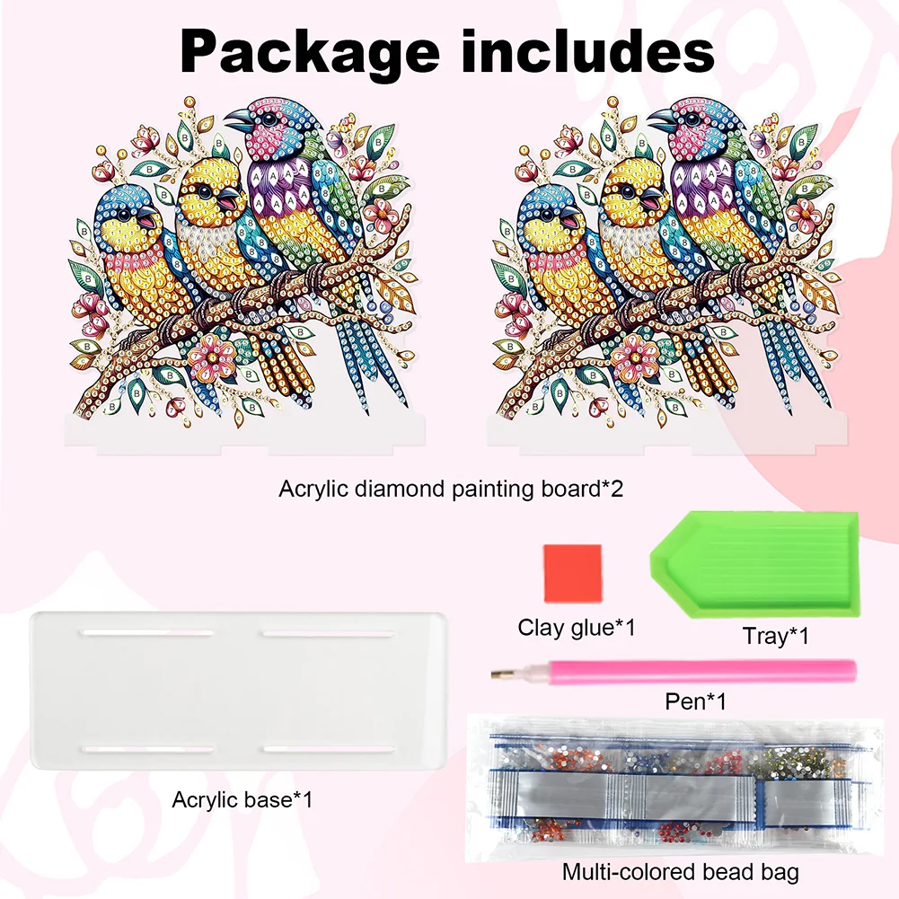 DIY Parrot Diamond Painting Acrylic Napkin Rack Decor for Home Office Decor