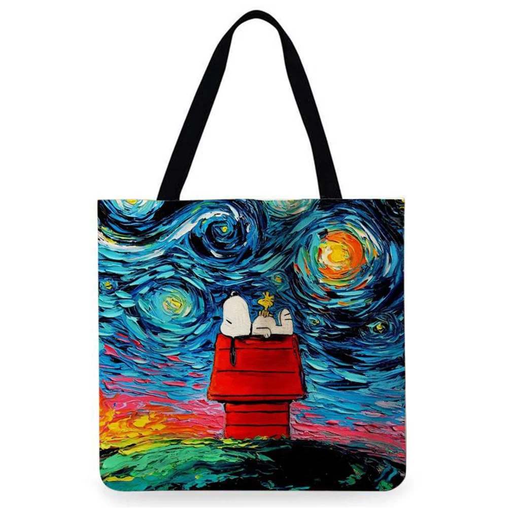 Linen Tote Bag-Star Dog