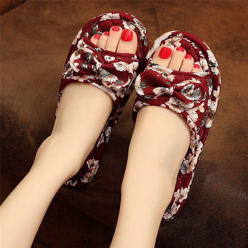 New Silent Women's Slipper Particles Non-Slip House Slippers for Women Soft Bottom Indoor Four Seasons Print Female Slippers