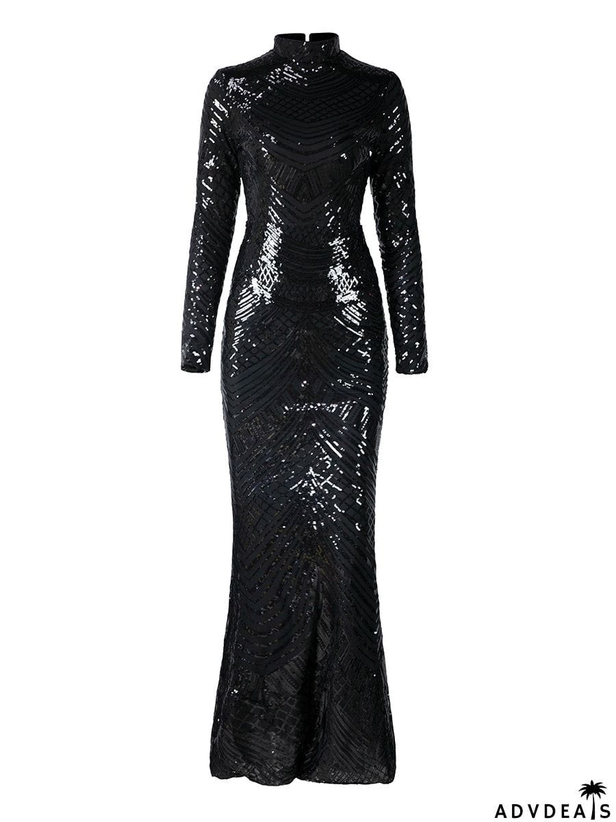 Formal Mermaid Sequin Dress M0649