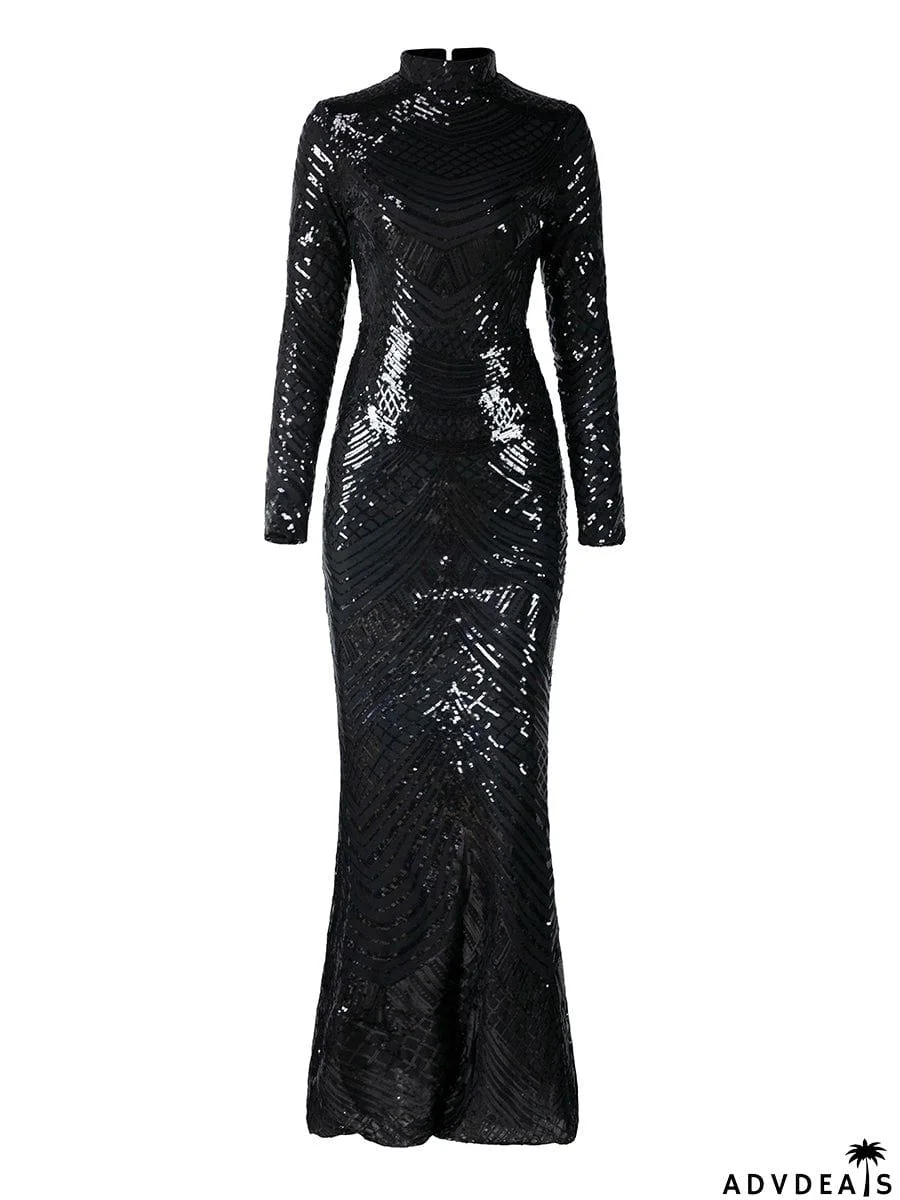 Formal Mermaid Sequin Dress M0649