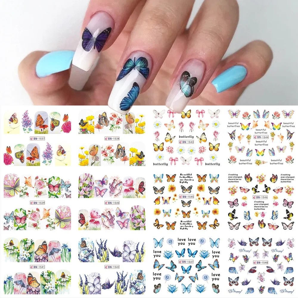 Churchf Graffiti Nail Stickers Lettering Water Nail Decals Trippy Rainbow Lips Sliders French Manicure Tips Watermarks GLJF37-48-Nail Inspo