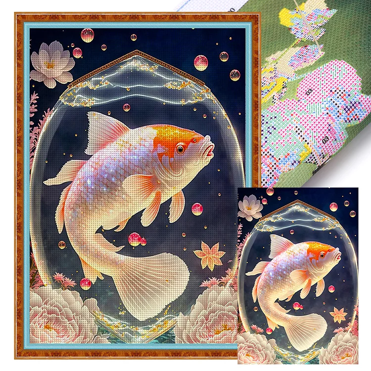 Crystal Ball Koi (40*50cm) 11CT Stamped Cross Stitch gbfke