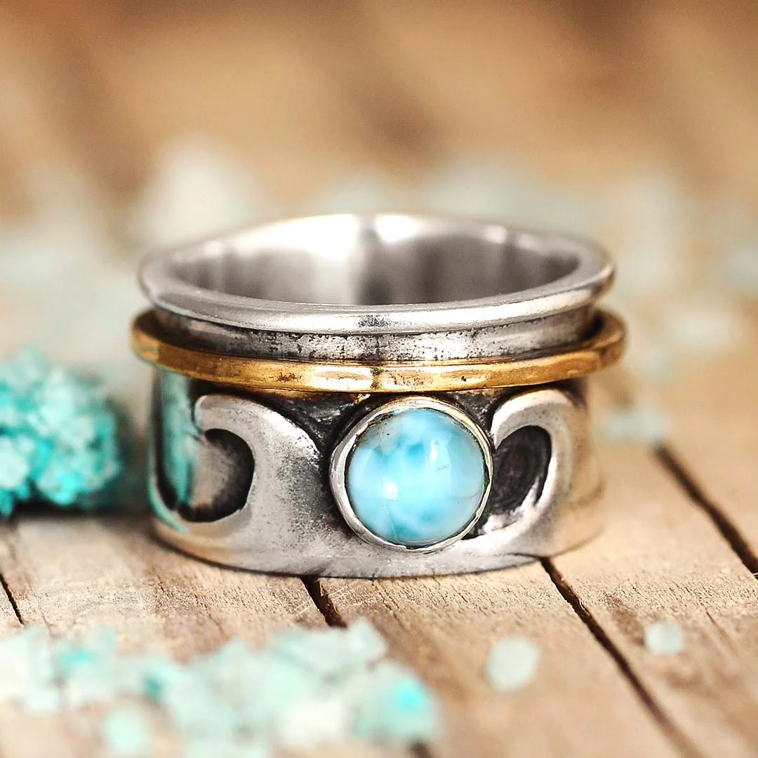 Fidget Wave Larimar Ring Sterling Silver